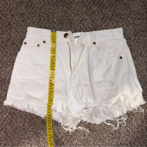 White Distressed Denim Shorts